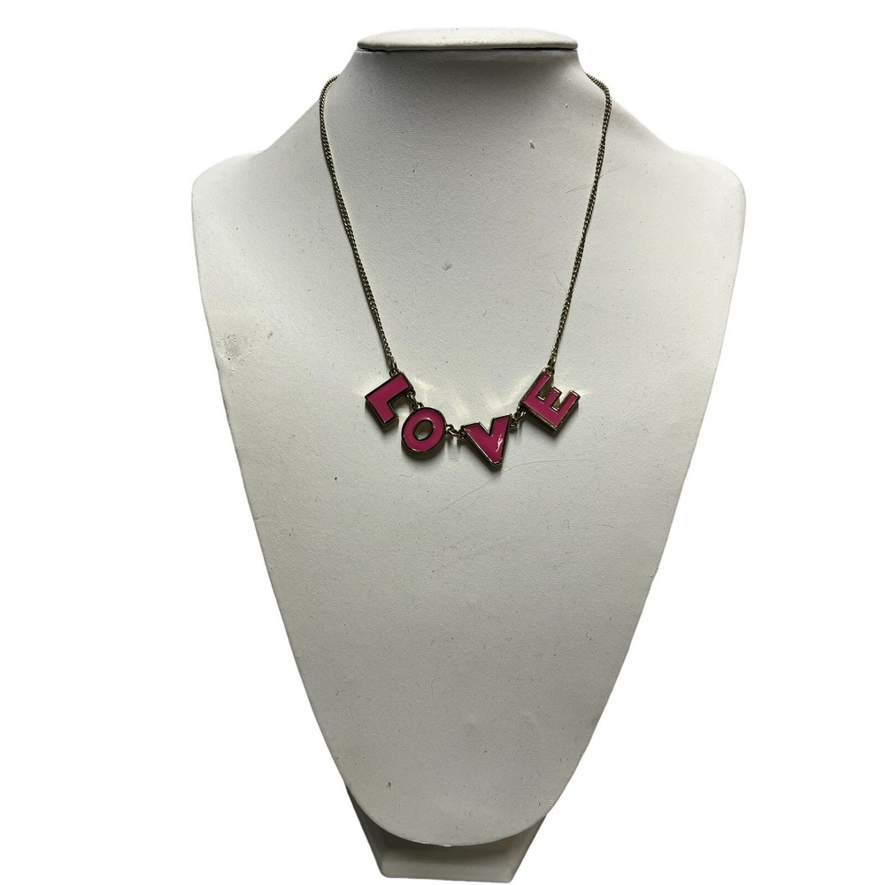 Necklace Love Spelled Out Sweetheart pink letters